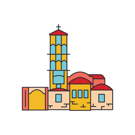 Church icon. Cartoon Church vector icon for web design isolated on white backgroundのイラスト素材