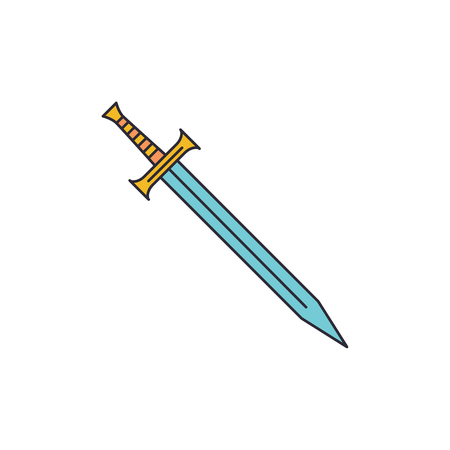 Sword icon. Cartoon sword vector icon for web design isolated on white backgroundのイラスト素材