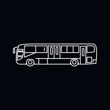 Bus icon. Outline illustration of Bus vector icon for web and advertising isolated on black background. Element of culture and traditionsのイラスト素材