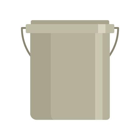 Plastic garden bucket flat icon. Vector Plastic garden bucket in flat style isolated on white background. Element for web, game and advertisingのイラスト素材