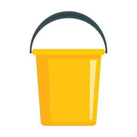 Domestic yellow bucket flat icon. Vector Domestic yellow bucket in flat style isolated on white background. Element for web, game and advertisingのイラスト素材