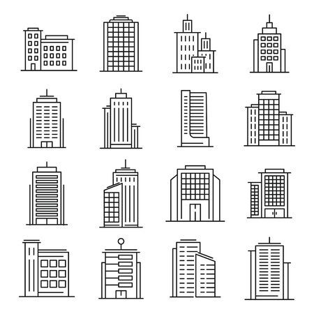 Line vector buildings on white backgroundのイラスト素材