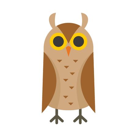 Scholar owl flat icon. Vector scholar owl in flat style isolated on white background. Element for web, game and advertisingのイラスト素材