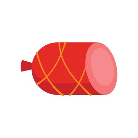 Pork salami flat icon. Vector Pork salami in flat style isolated on white background. Element for web, game and food meat advertisingのイラスト素材