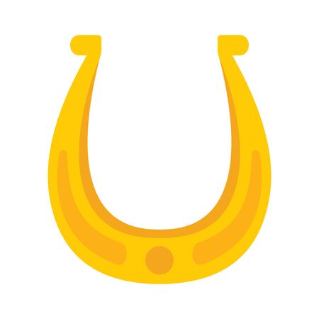Shiny golden wild west horseshoe vector flat icon, lucky symbol isolated on white illustrationのイラスト素材