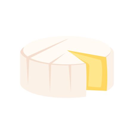 Soft brie cheese flat icon. Vector Soft brie cheese in flat style isolated on white background. Element for web, game and advertisingのイラスト素材