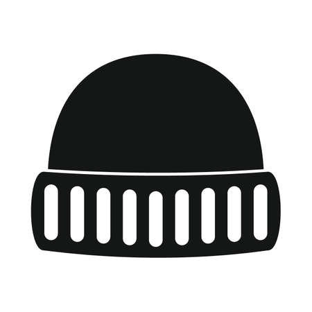 Vector winter hat black simple icon isolatedのイラスト素材