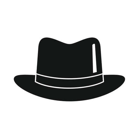 Vector vintage hat black simple icon isolated on whiteのイラスト素材
