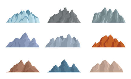 Landscape and tourist mountains hiking map elements setのイラスト素材