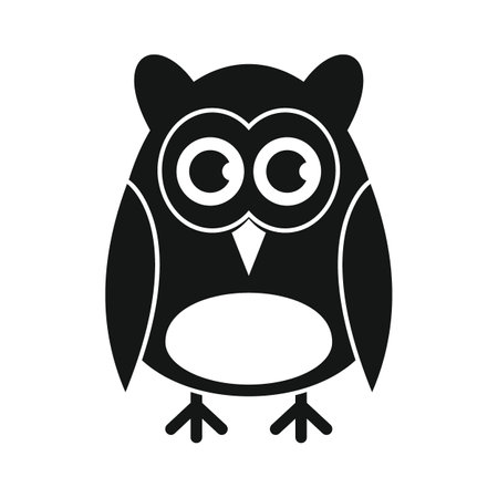 funny owl black simple silhouette vector iconのイラスト素材