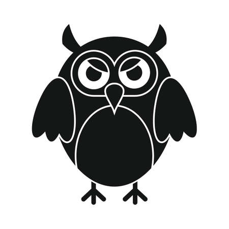 Wise sad owl black simple silhouette vector iconのイラスト素材