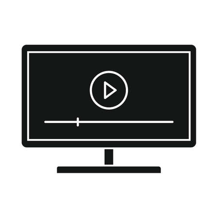 Vector monitor black simple icon isolated on whiteのイラスト素材