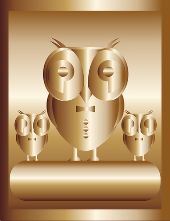 Important chief in the form of a golden owl and his teamのイラスト素材