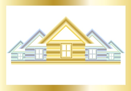 Golden and silver houses on a white background.のイラスト素材