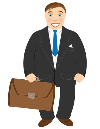 Successful businessman in a black suit and with a portfolio in handsのイラスト素材