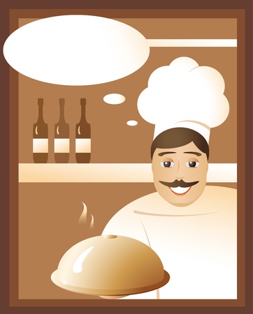 Invitation from the chef in a restaurant for a delicious lunch.のイラスト素材