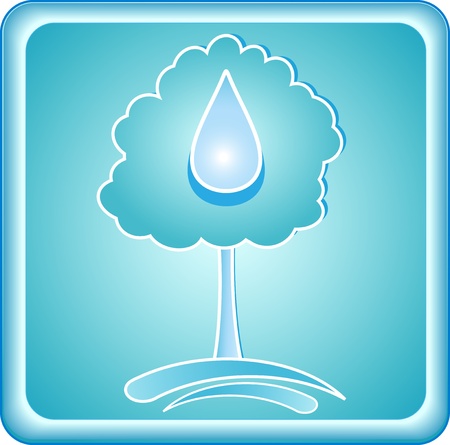 blue symbol clean ecology with tree and dropのイラスト素材