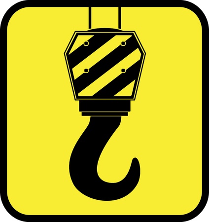 yellow glossy icon with crane hook silhouetteのイラスト素材