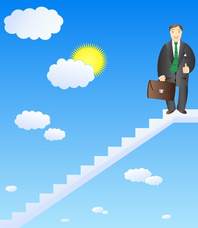 cheerful businessman on top of successのイラスト素材