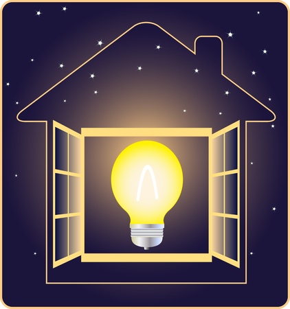 symbol of electricity and energy with stars on dark backgroundのイラスト素材