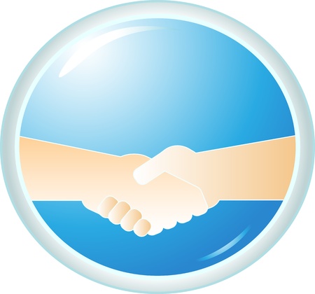 symbol power handshake on blue round backgroundのイラスト素材