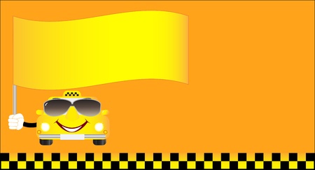 cute visiting card cheerful taxi with flag and space for textのイラスト素材
