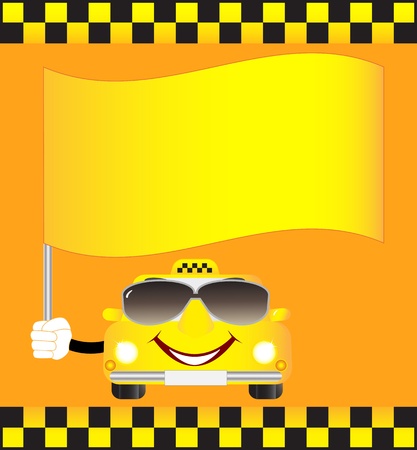 cartoon cab with bannerのイラスト素材