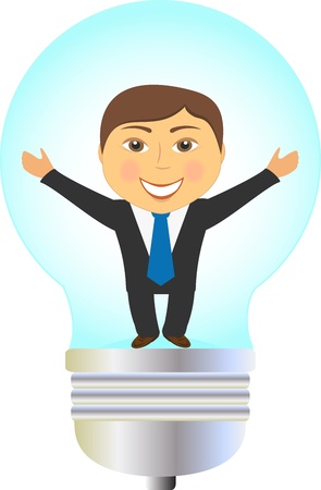 concept isolated icon with bulb and happy smiling enterprising manのイラスト素材
