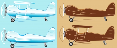 set cartoon retro plane different colorのイラスト素材