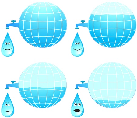 set planet and cartoon face drop different emotionのイラスト素材
