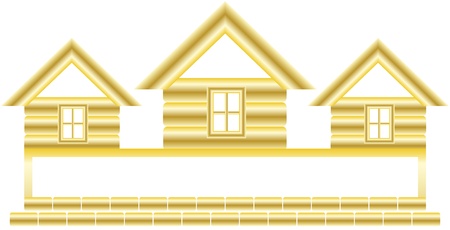 symbol with gold cottage and space for textのイラスト素材