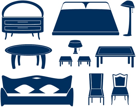 set blue icon - isolated furniture objectsのイラスト素材