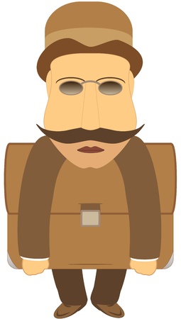 retro grasping mustache man with portfolio  のイラスト素材