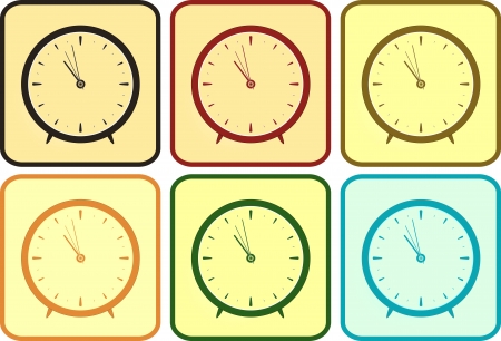 set isolated colorful clock in frame  のイラスト素材