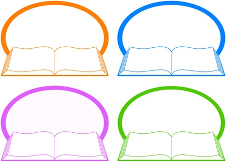 set colorful icon with book and place for textのイラスト素材