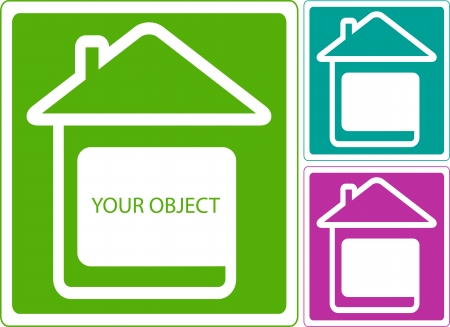 set of icon with home and white place for object  のイラスト素材