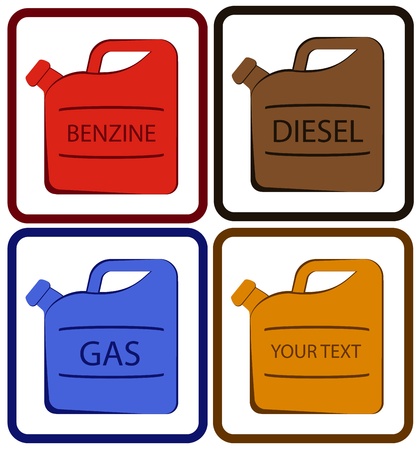 set colorful jerry can with place for textのイラスト素材