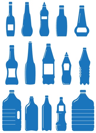 set isolated plastic bottle and can for waterのイラスト素材