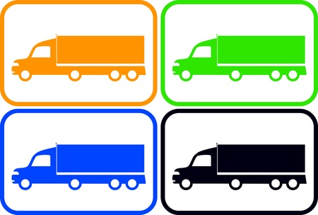 set colorful isolated heavy trucks silhouetteのイラスト素材