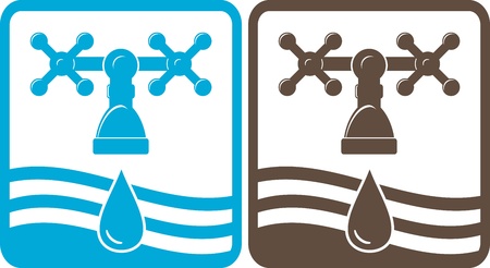 set black and blue faucet, drop and wave silhouetteのイラスト素材