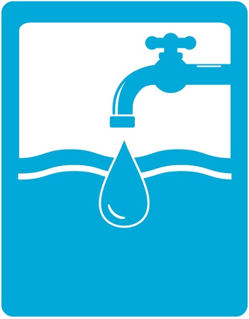background for drinking water symbol with faucet, tap and water drop silhouetteのイラスト素材