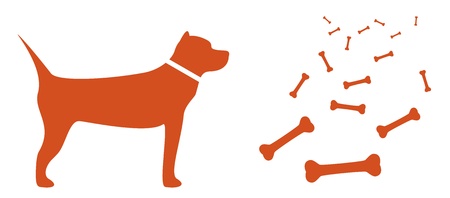 isolated dog and food for pet - many bone silhouetteのイラスト素材
