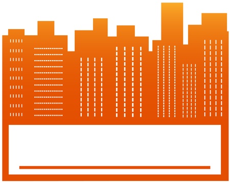 yellow city background with skyscraper and place for textのイラスト素材