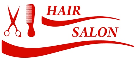 red badge for barbershop - hair salon symbolのイラスト素材