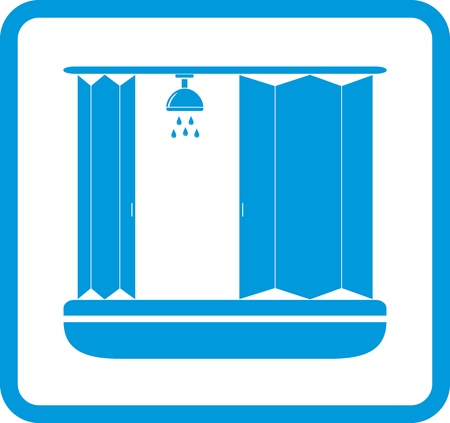blue bathroom icon with shower room silhouetteのイラスト素材