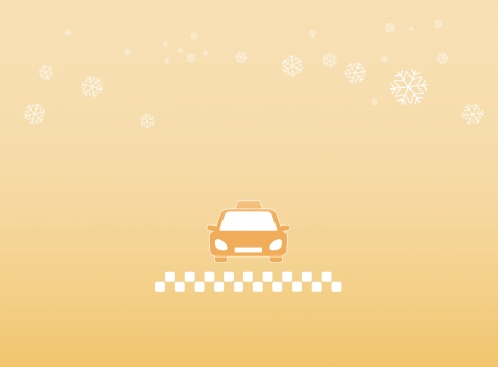 light winter background with taxi car and snowflake silhouetteのイラスト素材