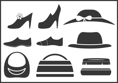 black isolated clothes objects and accessoriesのイラスト素材