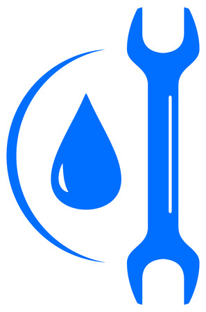 icon with wrench and drop - plumbing repair symbolのイラスト素材
