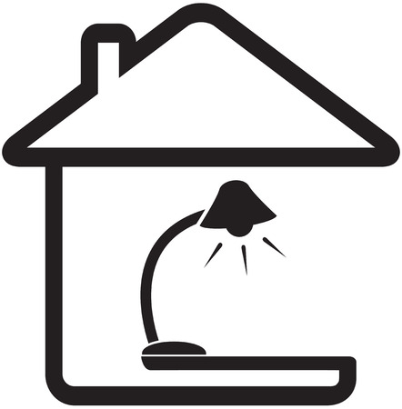  home interior symbol with floor lamp silhouetteのイラスト素材