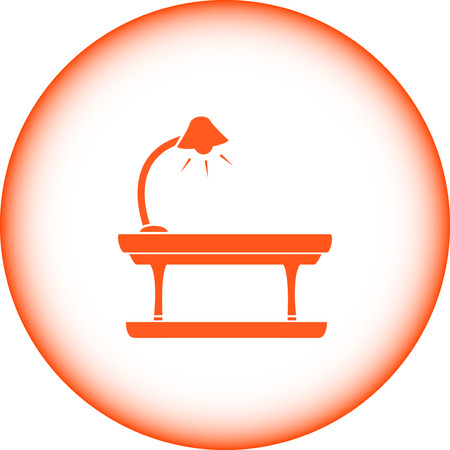 yellow table icon with floor lamp silhouetteのイラスト素材